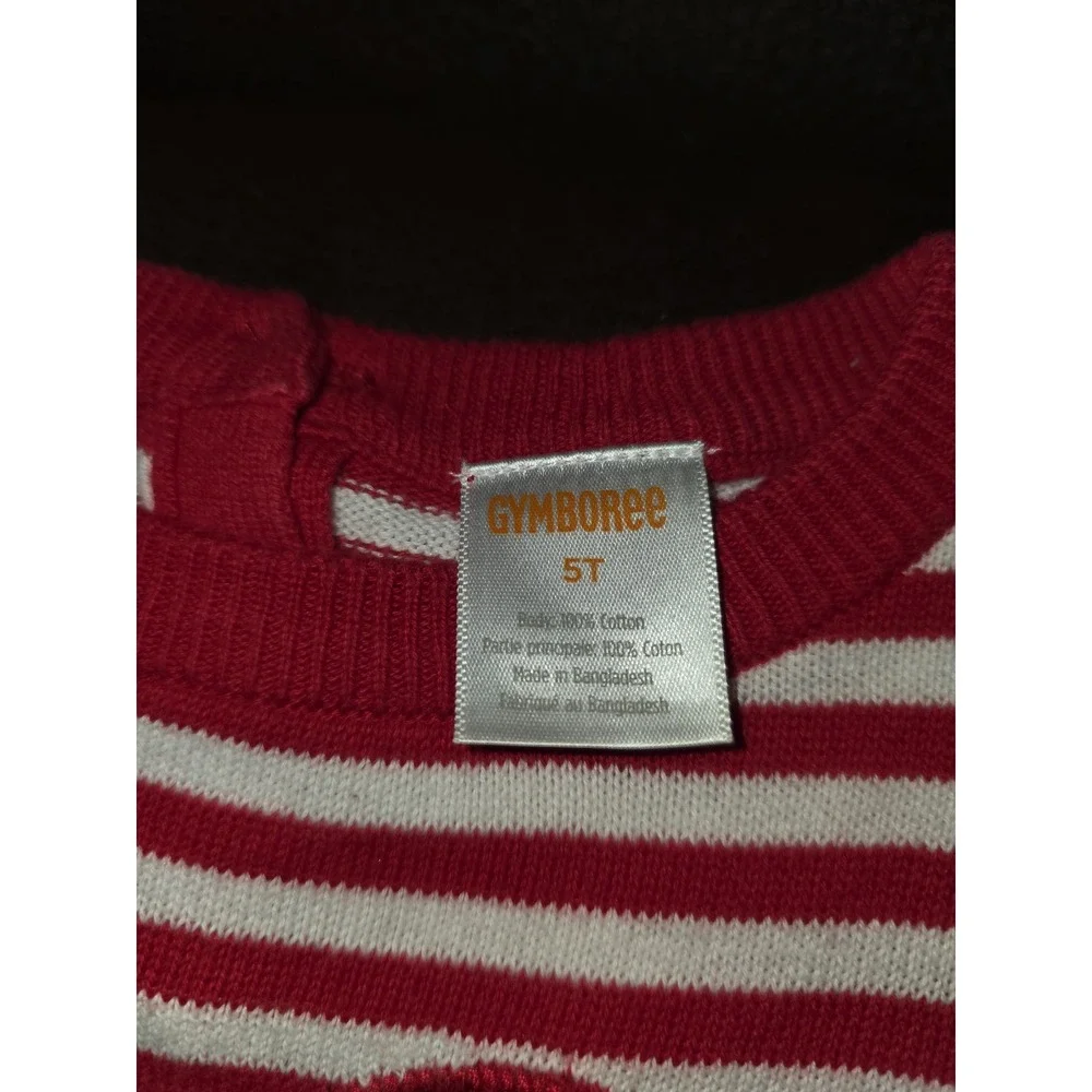 Gymboree valentine's day red white striped sweater‎ dress heart size 5t